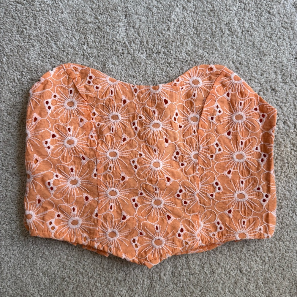Orange Floral Women's Crop Top